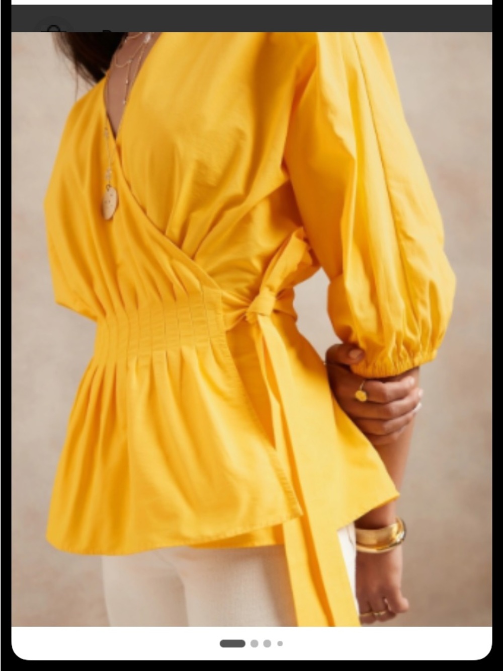 Banana Republic Mustard Yellow Wrap Peplum Top - Picture 2 of 4